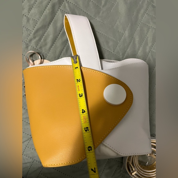NWT yellow and white leather mini handbag . - Picture 4 of 6